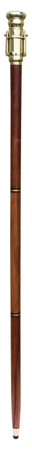 Sétabot távcsővel és üvegfiolával, fa és sárgaréz – 99 cm