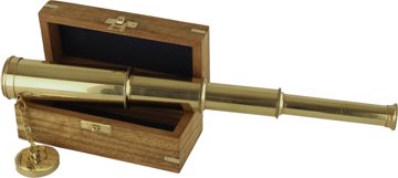 Sárgaréz távcső fadobozban – 37 cm