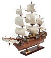 HMS Bounty kereskedelmi hajó-modell fából és fémből – 49 × 16,5 × 44 cm