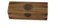 Antikolt sárgaréz távcső bőrrel, fadobozban – 38 cm