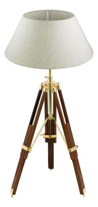 Háromlábú lámpa fából és sárgarézből – 43–83,5 cm, búra nélkül