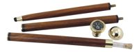 Sétabot iránytűvel és üvegcsővel, fa és sárgaréz – 92,5 cm