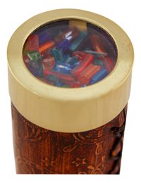 Kaleidoszkóp sárgarézből és bőrből – 17 cm