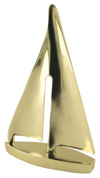 Vitorlás jacht sárgaréz bevonatú alumíniumból – 31 cm