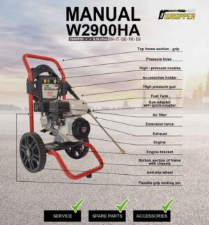 Waspper W2900HA benzinmotoros magasnyomású tisztító, Honda, 5.5 LE, 213 bar/3100 PSI - Image 10
