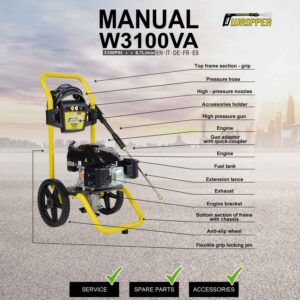 Waspper W3100VA benzinmotoros magasnyomású tisztító, Peggas, 4.3 LE, 213 bar / 3100 PSI - Image 6