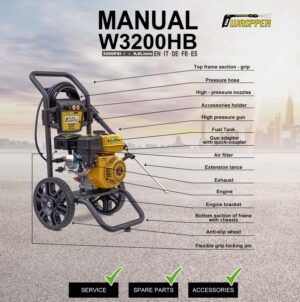 Waspper W3200HB benzinmotoros magasnyomású tisztító, Peggas, 7.0 LE, 220 bar / 3,200 PSI - Image 13
