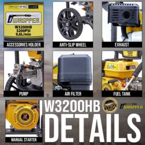 Waspper W3200HB benzinmotoros magasnyomású tisztító, Peggas, 7.0 LE, 220 bar / 3,200 PSI - Image 14