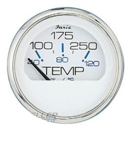 FARIA vízhőmérséklet-jelző - fehér számlap rozsdamentes acél keretben