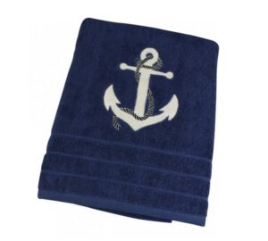 Tengerészeti törölköző horgonygal 30 x 50 cm sötétkék - Image 3