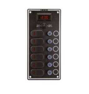 Vezérlőpanel 6 kapcsolóval és digitális voltmérővel